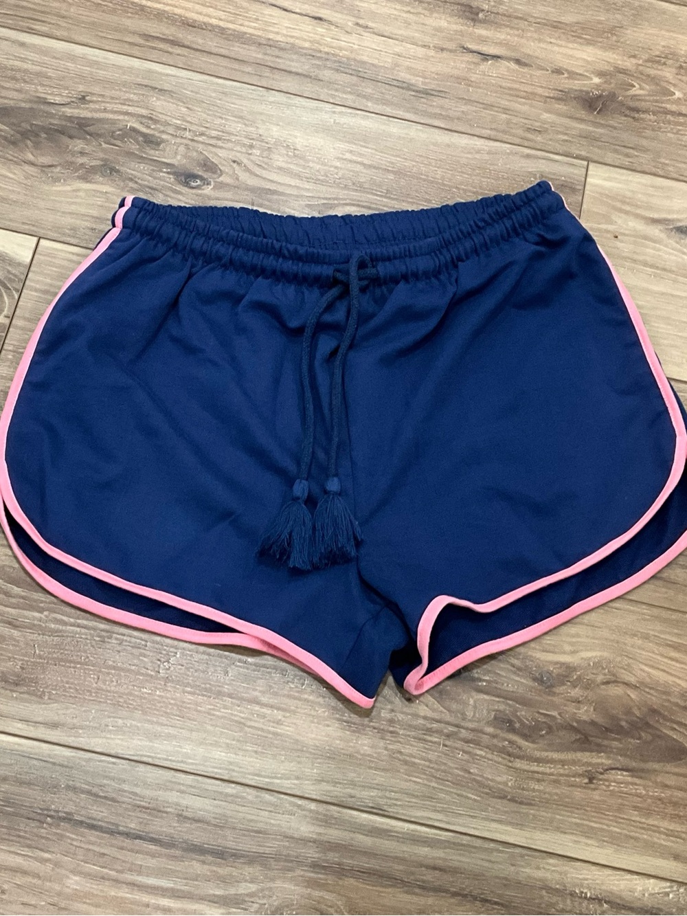 Simply Southern Navy Athletic Shorts with Pink Trim